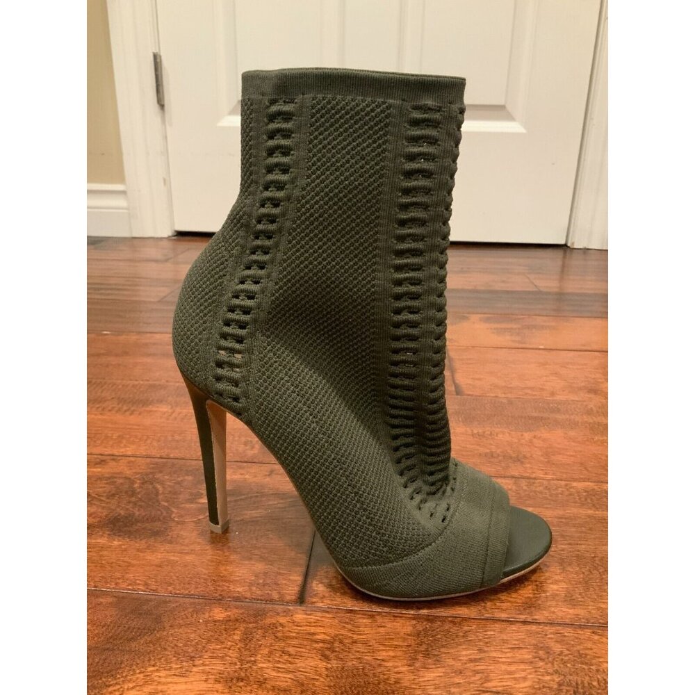 Gianvito Rossi Knit Vires Green 5 Star Knit Fabric Peep Toe Booties, Size 8 / 38 - Picture 2 of 10